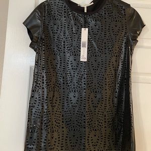 Short sleeve pleather top by House of Harlow